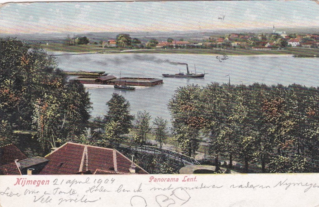 18667 Nijmegen Panorama Lent 1904 Gelderland Berg en dal, Verzamelen, Ansichtkaarten | Nederland, Verzenden, Voor 1920, Gelopen