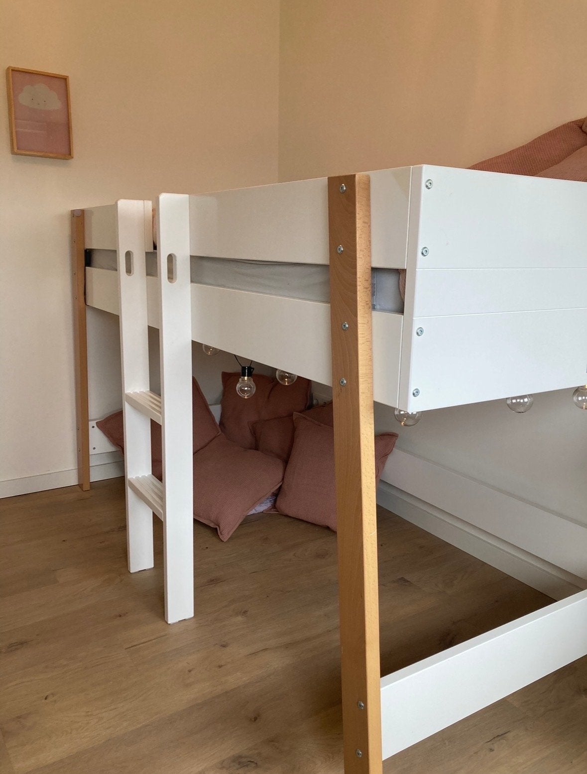 Bopita Halfhoogslaper Lisa 90x200cm wit/naturel, Ophalen, 90 cm, Eenpersoons, Minder dan 160 cm