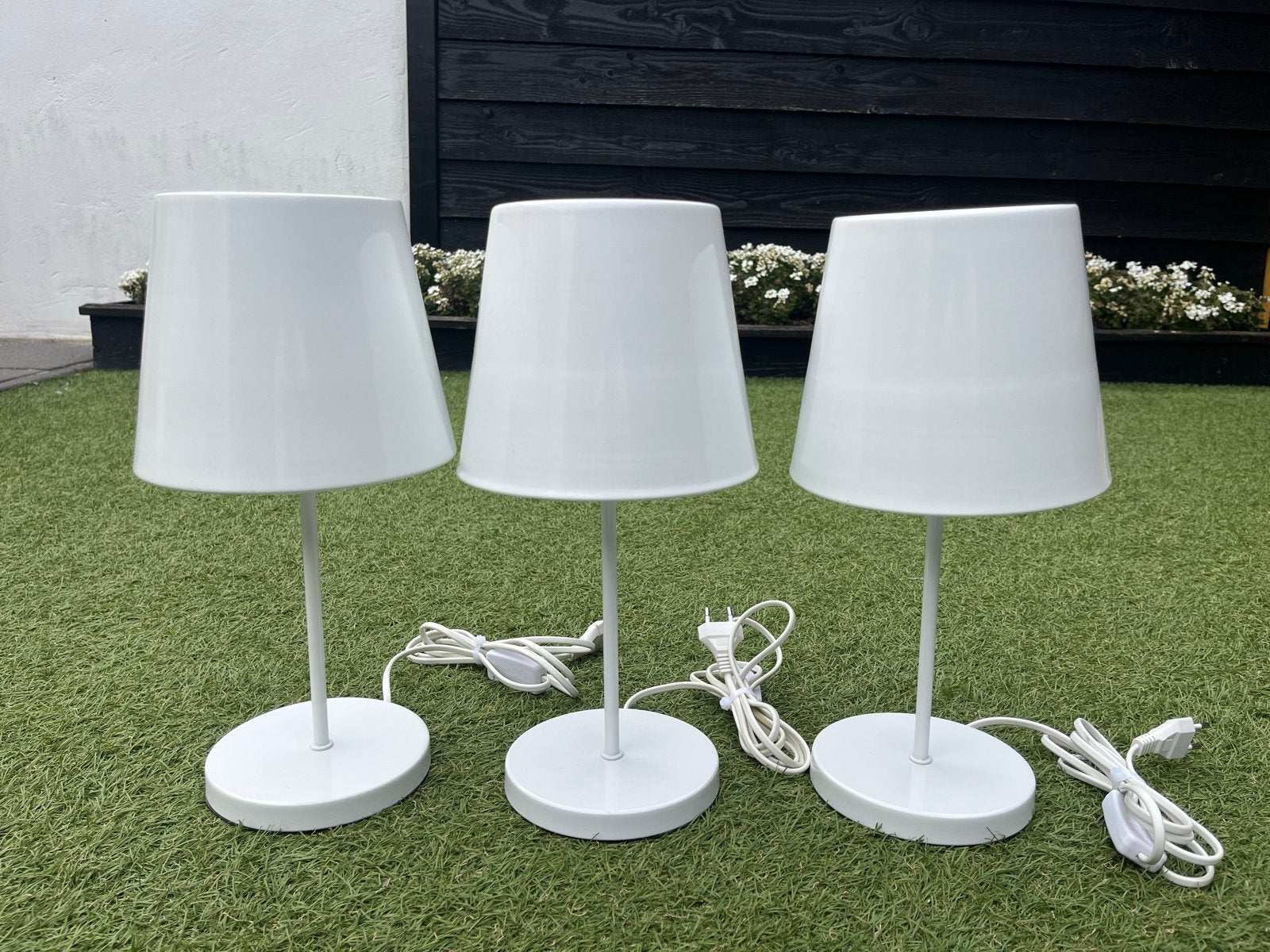 Set van 3 witte tafellampen - Modern en stijlvol, Ophalen, Met schakelaar, Gebruikt, Wit