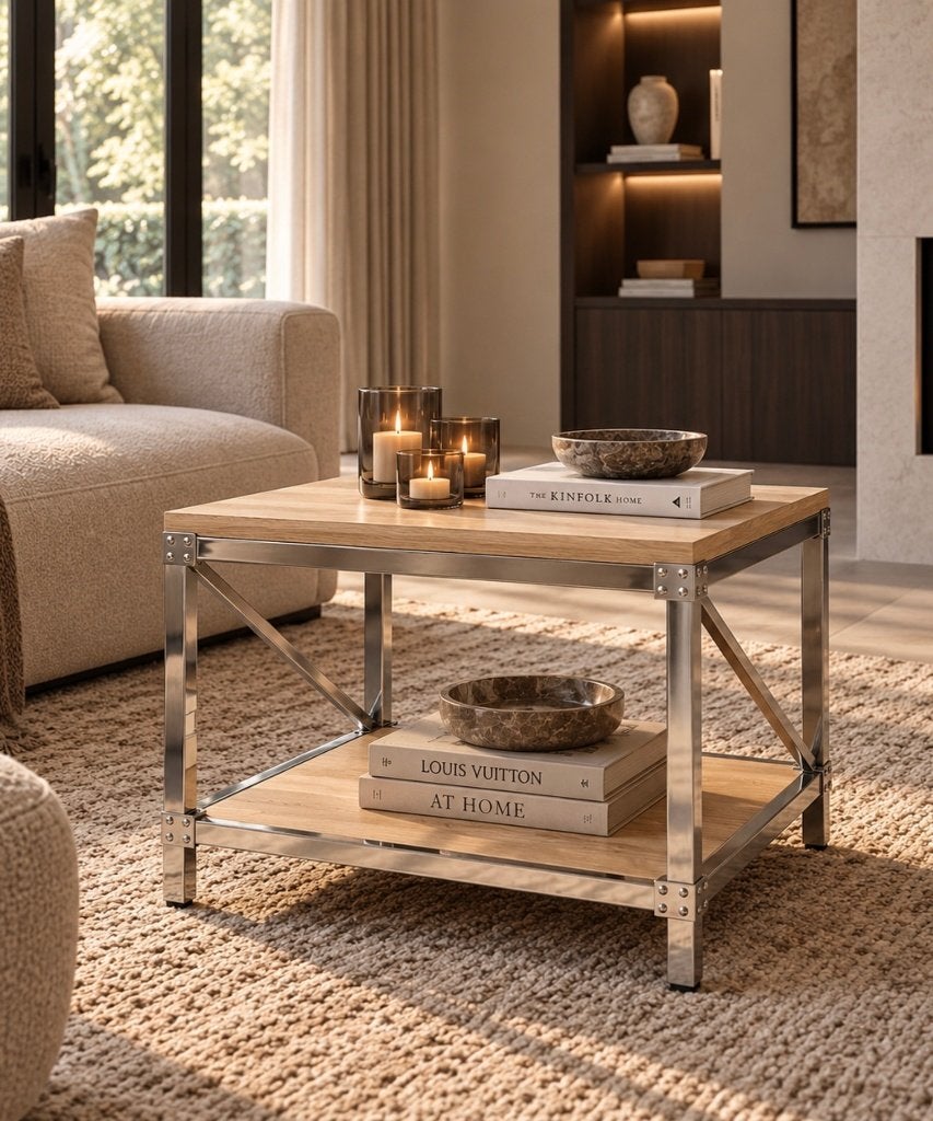 Origineel nieuw Riviera Maison salontafel twv € 690,00, 50 tot 100 cm, Info@rivieramaison.nl, Vierkant, Nieuw