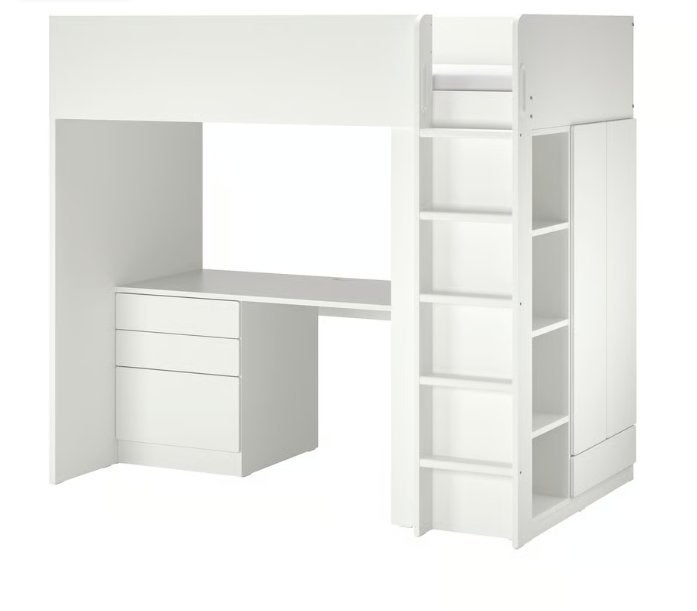 ikea hoogslaper bed en bureau, SMÅSTAD, Huis en Inrichting, Ophalen, Hoogslaper, Eenpersoons, 190 cm of minder