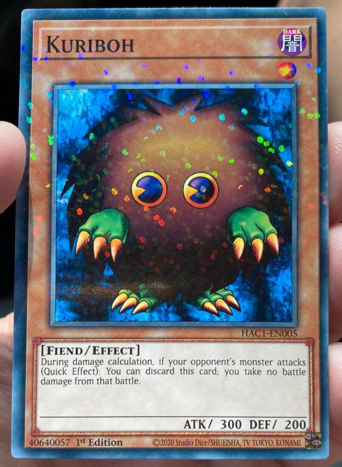 Yu-Gi-Oh! Kuriboh HAC1 1st Ed Parallel Rare !, Hobby en Vrije tijd, Verzamelkaartspellen | Yu-gi-Oh!, Ophalen of Verzenden, Zo goed als nieuw