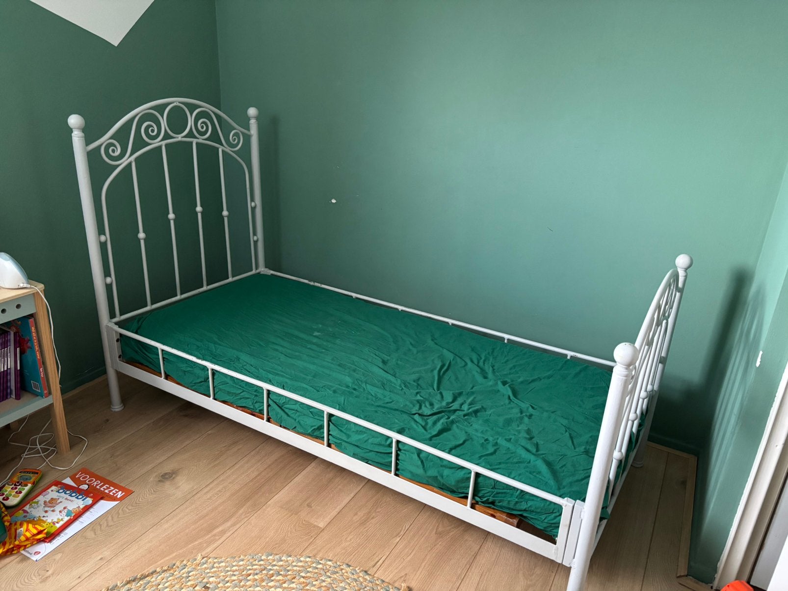 Stalen peuterbed, Ophalen, Gebruikt, 70 tot 85 cm, 140 tot 160 cm