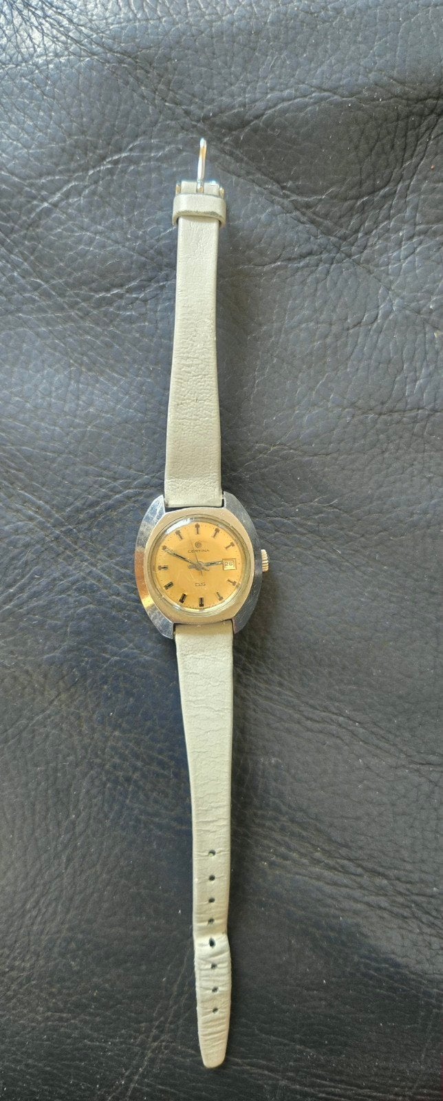 Certina DS dames horloge met lichtgrijs lederen bandje, Staal, Polshorloge, Ophalen, Overige merken