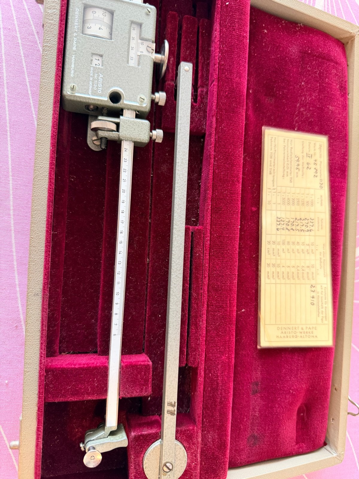 ARISTO 1130 planimeter uit 1962 in originele kist, Ophalen of Verzenden, Gebruikt, Overige typen, Overige merken