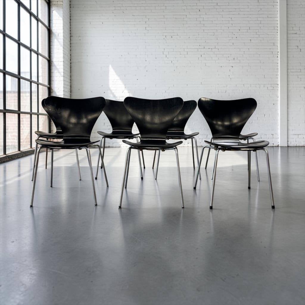 Vintage zwarte stoel / vlinderstoel Fritz Hansen, Ophalen, Gebruikt, Hout, Minder dan 150 cm