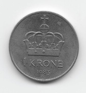 Noorwegen 1 krone 1983 KM# 419, Verzenden, Overige landen, Losse munt