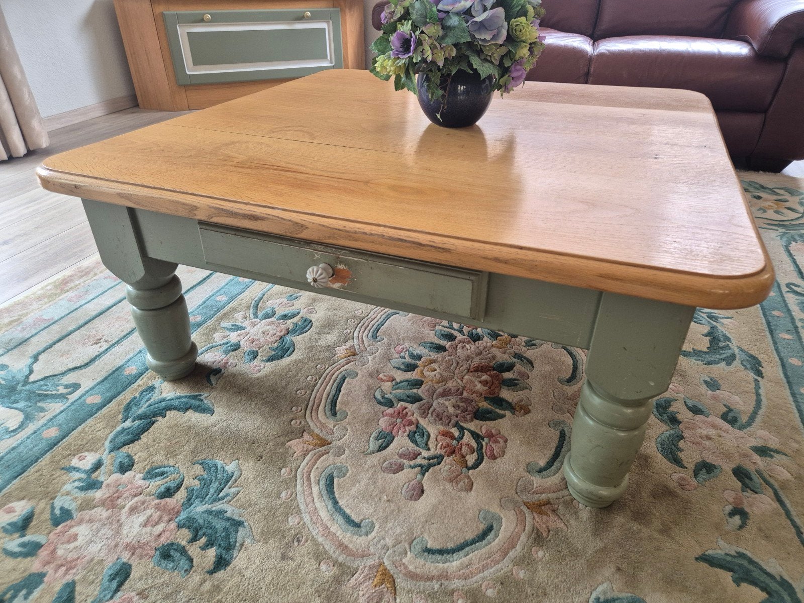 salontafel 100x100cm hout, Huis en Inrichting, Ophalen, Gebruikt, 50 tot 100 cm, Vierkant
