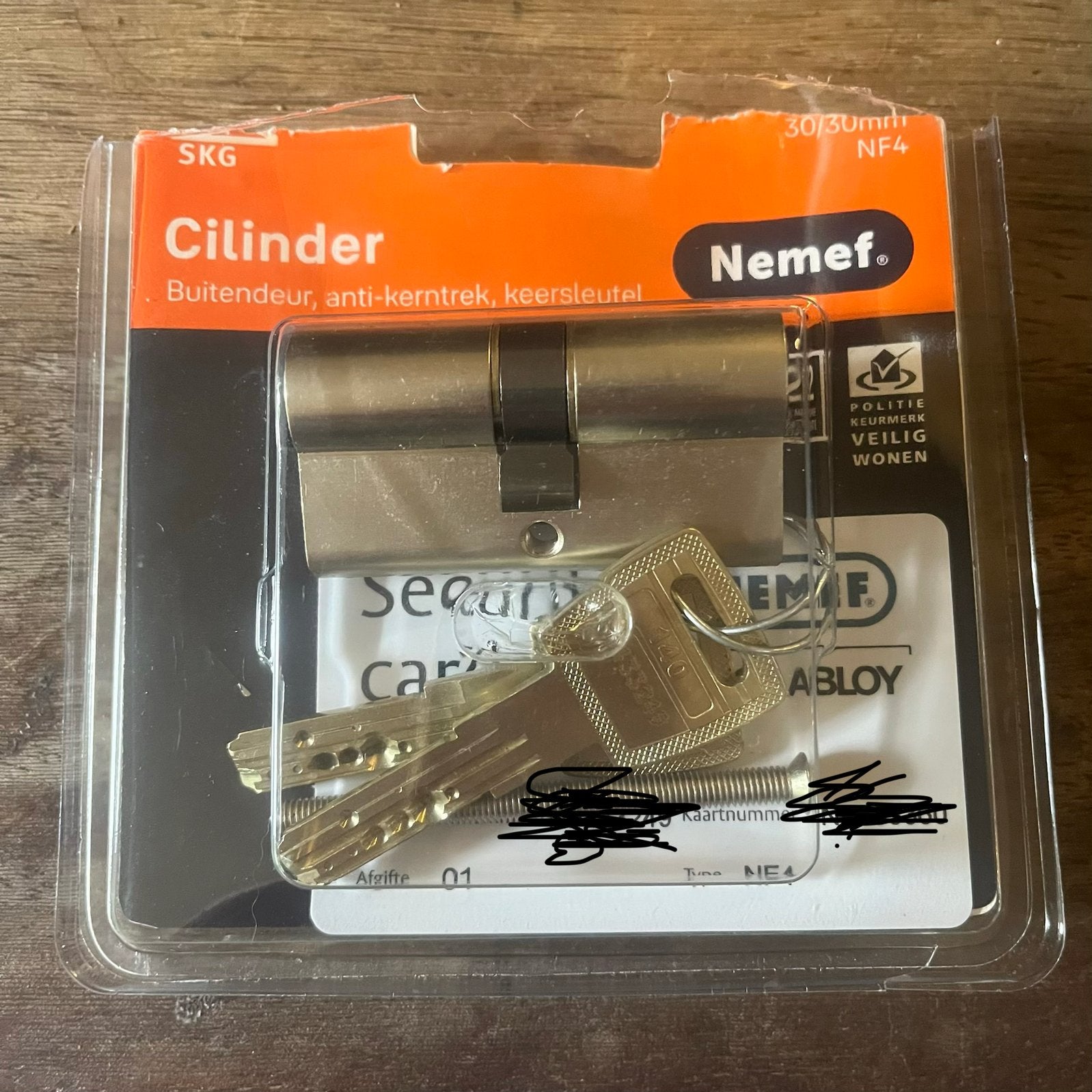 Nemef SKG 3 *** veiligheidsslot 2 sleutels + card, Ophalen, Zo goed als nieuw, Slot