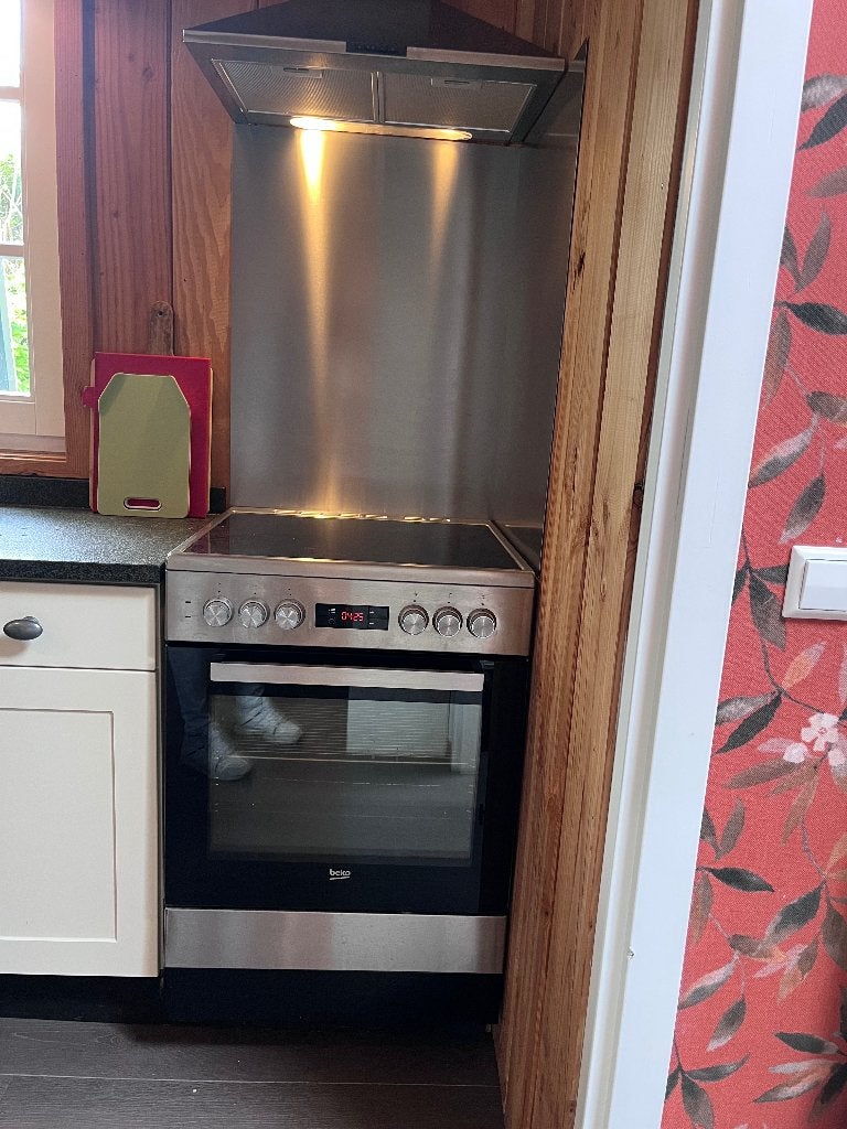 Beko FSM67320GXS RVS keramisch fornuis SMEG afzuigkap, Ophalen, Gebruikt, 60 cm of meer, Keramisch