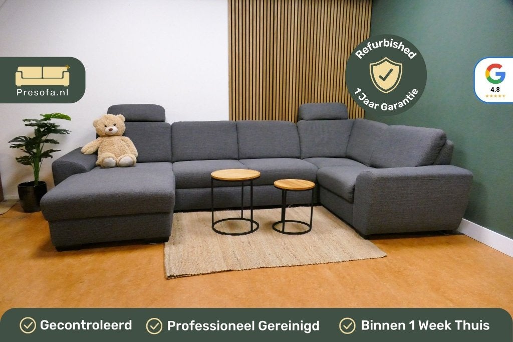 U Bank Slaapbank Donker Grijs [Refurbished], Huis en Inrichting, Banken | Bankstellen, -, -, Hoekbank, 300 cm of meer