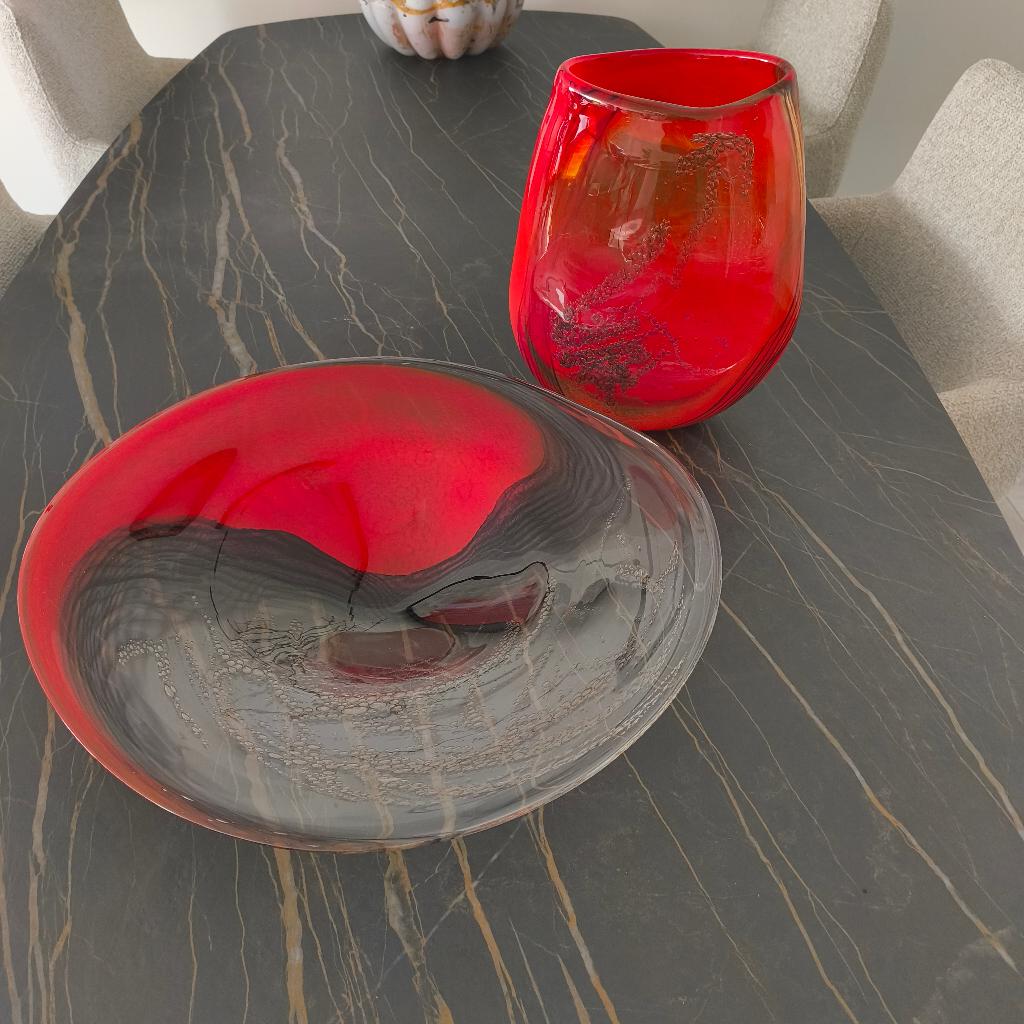 Schaal met vaas, Ophalen, Schaal, Rond, Glas