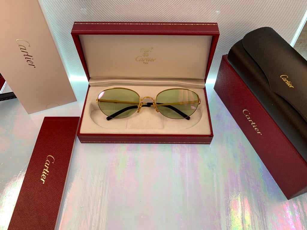 Cartier zonnebril 22karaat met robijnen verguld origineel, Sieraden, Tassen en Uiterlijk, Zonnebrillen en Brillen | Heren, Ophalen of Verzenden