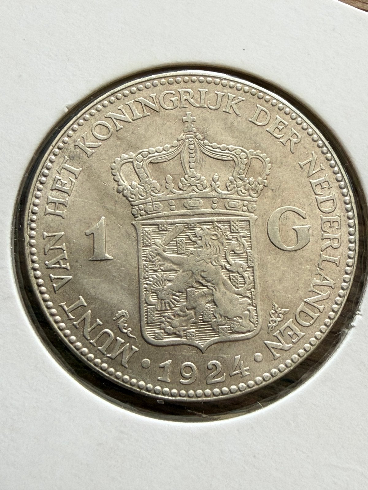 Gulden 1924 Wilhelmina, 1 gulden, Zilver, Ophalen of Verzenden, Koningin Wilhelmina