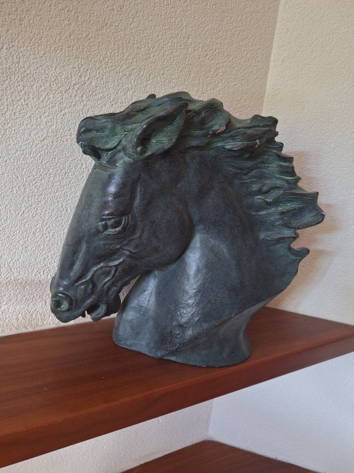 Brons look, paardenhoofd - Buste - Vintage, Ophalen, Buste, 20 - 50 cm, Bruin