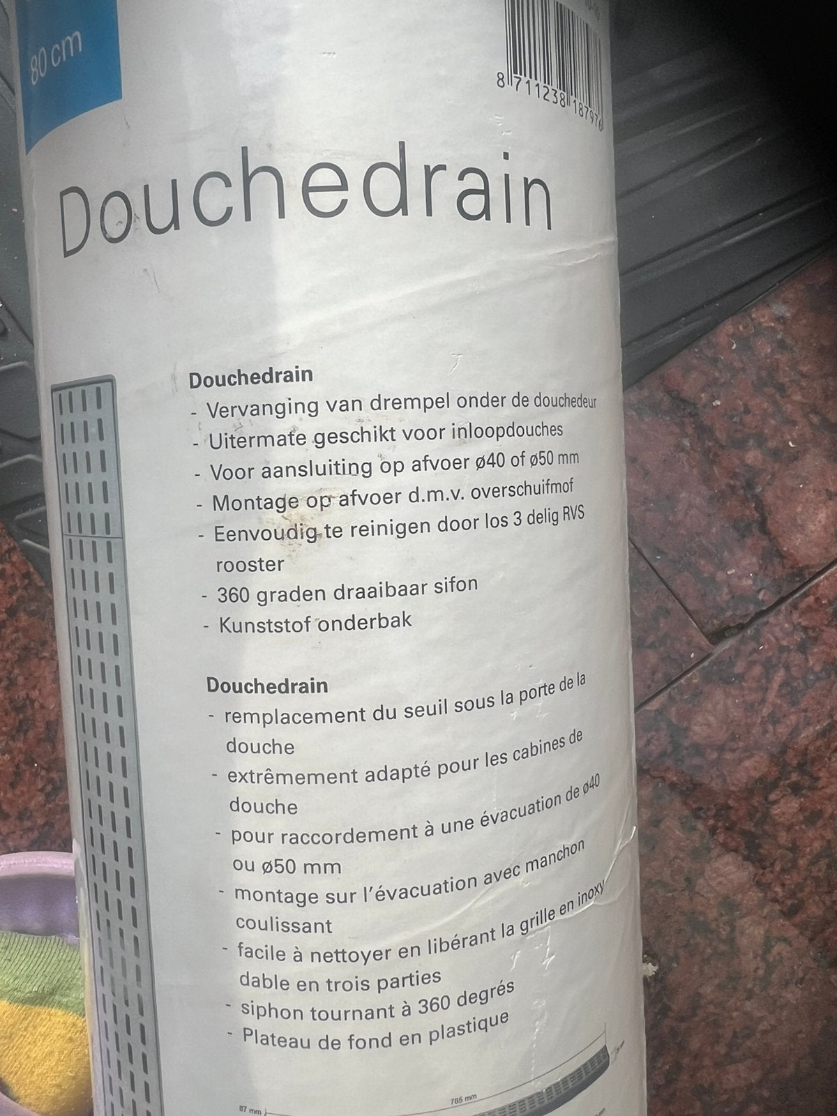 Douchedrain nieuw 80cm, Ophalen of Verzenden, Nieuw, Douche
