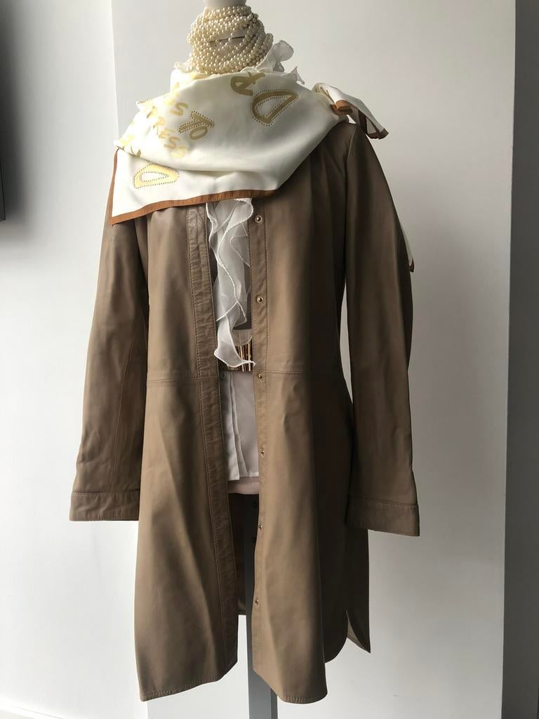 Als Nieuw Ibana lederen jas bruin beige 40 42 xl, Verzenden, Zo goed als nieuw, Maat 38/40 (M), Beige