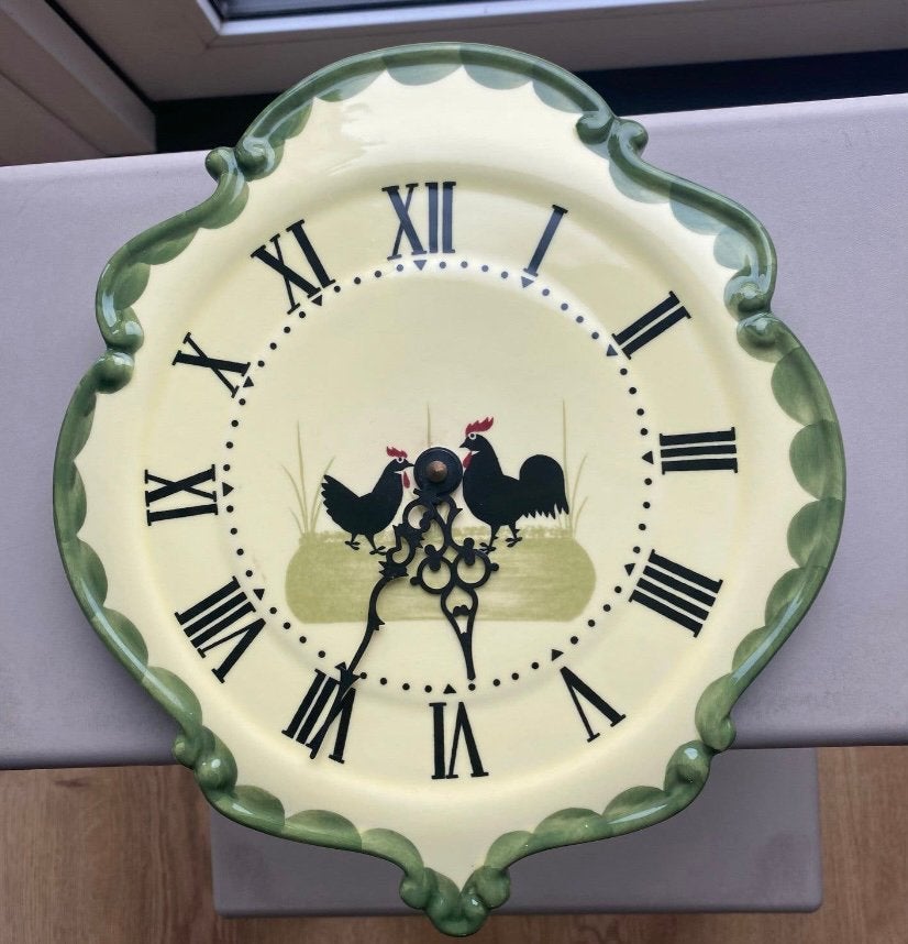 Kip en Haan wandklok Zeller Keramiek, Ophalen of Verzenden, Zo goed als nieuw, Wandklok