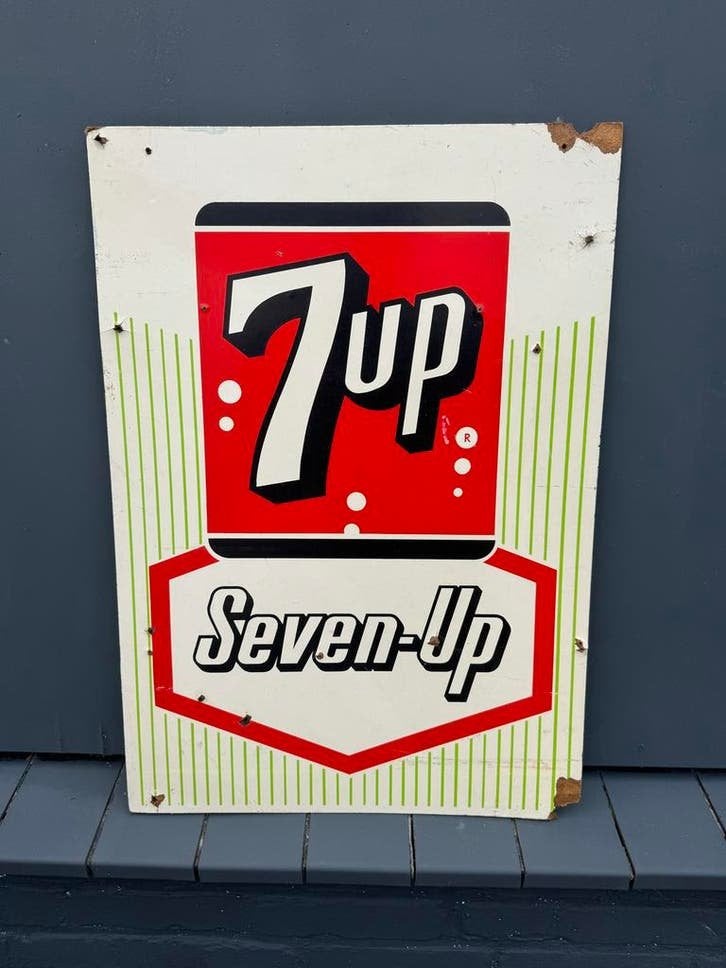Vintage Seven-Up 7up Reclamebord, Verzamelen, Reclamebord, Gebruikt, ., Ophalen of Verzenden