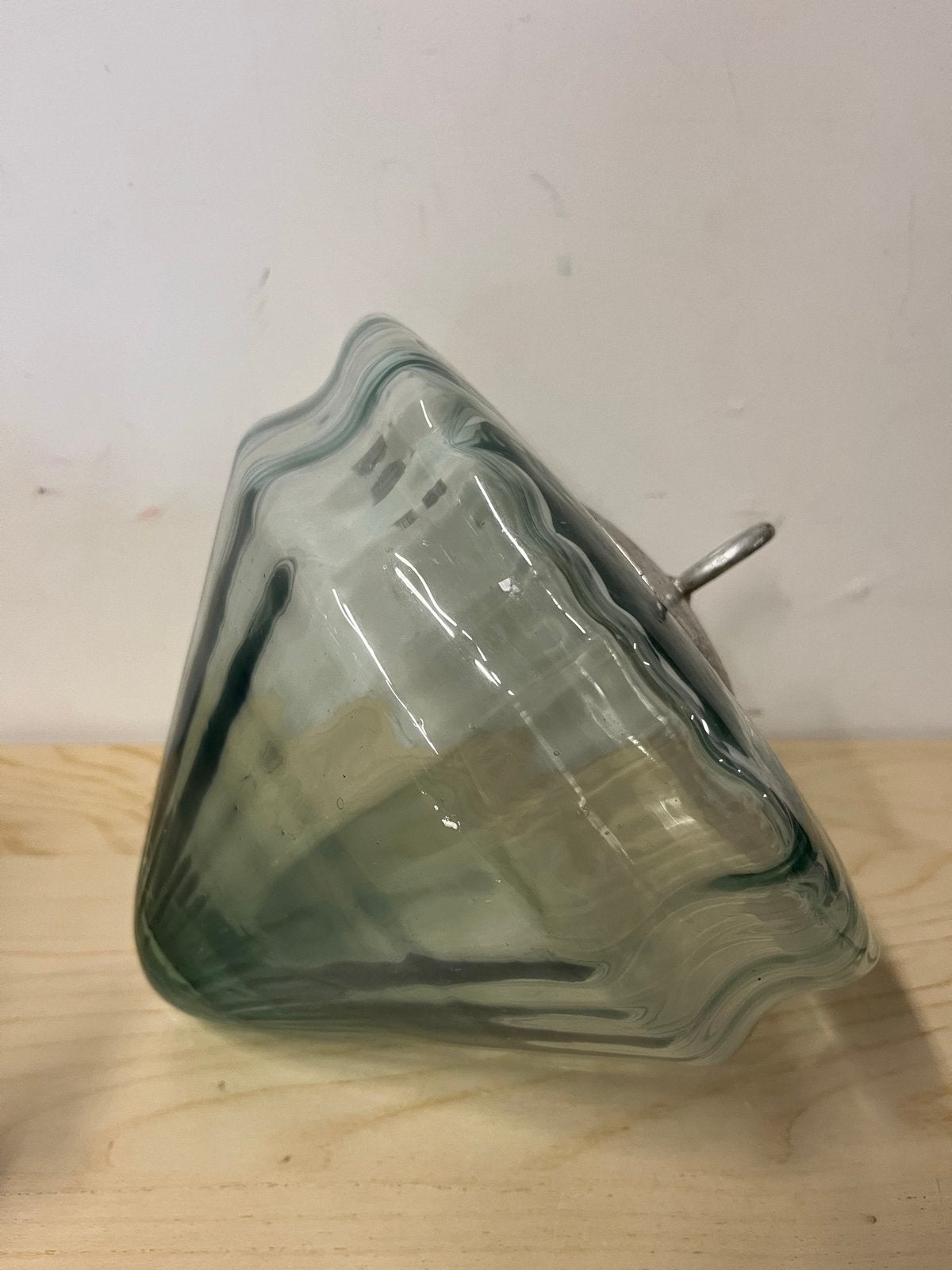 Vintage Glazen Hanglamp - Groen/Wit Gevlamd Design, Antiek en Kunst, Ophalen of Verzenden