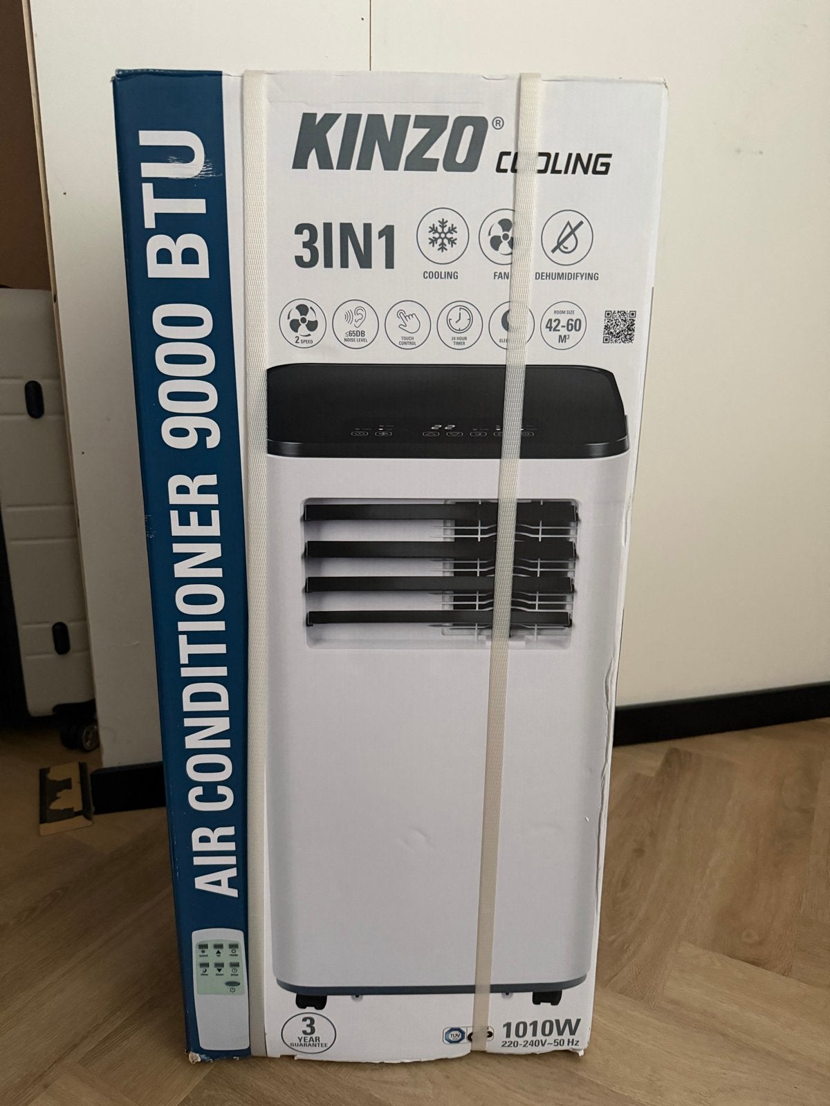 Nieuwe Kinzo Mobiele Airco 9.000 BTU – Nieuw in Doos, Minder dan 60 m³, Nieuw, 3 snelheden of meer, Ophalen of Verzenden