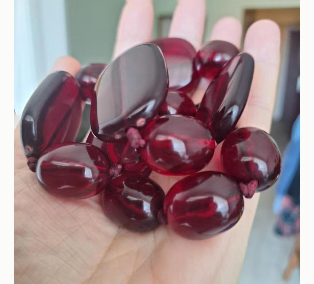 Schitterende  Oude Cherry geperst amber ketting ,103 gram, Verzenden, Overige materialen, Ketting