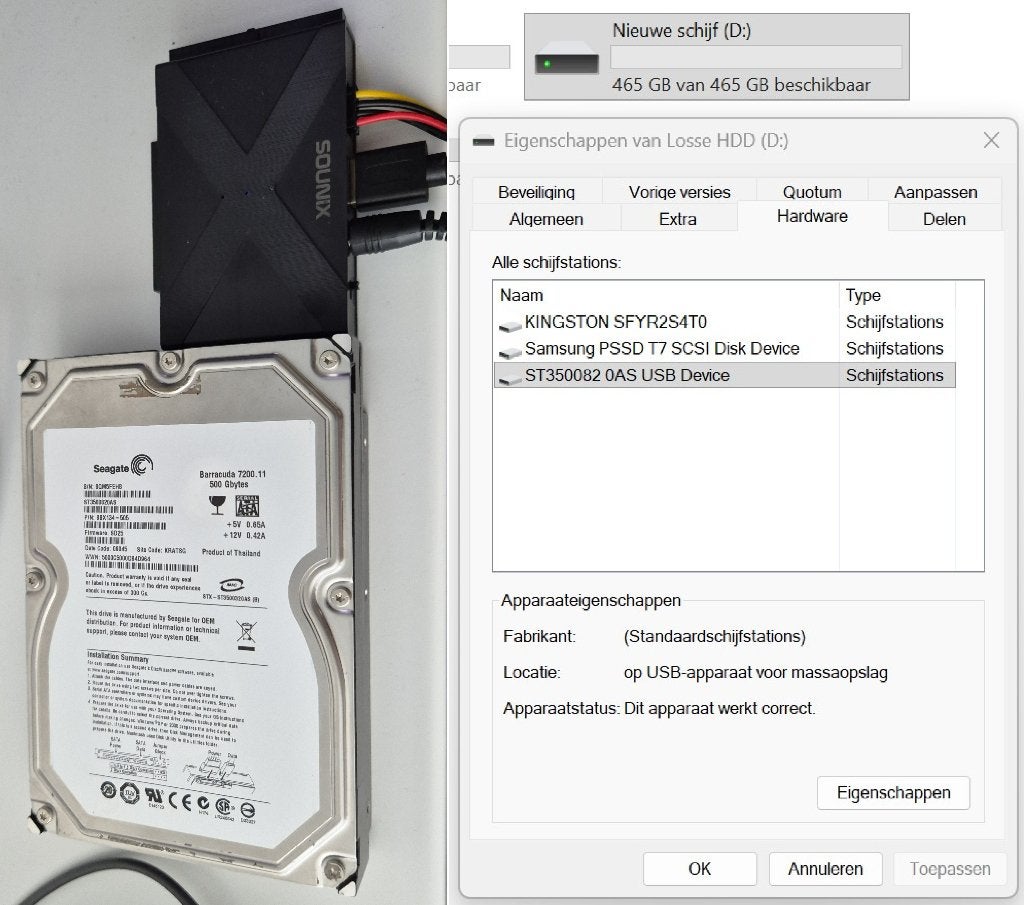 Seagate Barracuda 500 GB HDD – 3,5 inch SATA, Computers en Software, Harde schijven, Intern, Gebruikt, Ophalen of Verzenden, Seagate