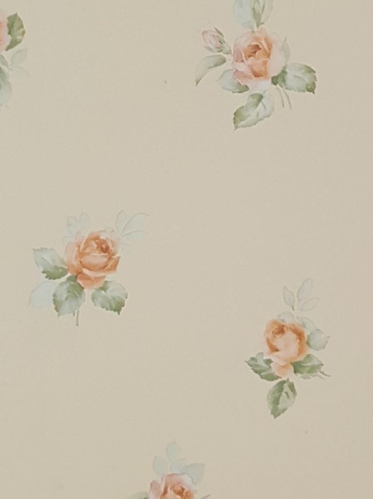 13721 Vintage roosjes behang in crème en zachtroze swiet, Huis en Inrichting, Verzenden, Minder dan 10 m², Wit