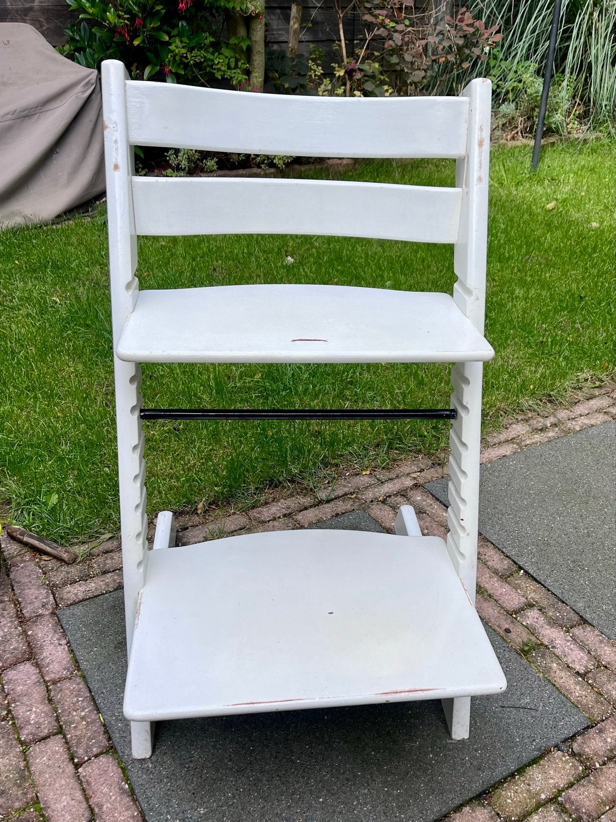 Stokke Tripp Trapp kinderstoel met beugel en leertje, Ophalen, Gebruikt, Meegroeistoel, Aanschuifbaar