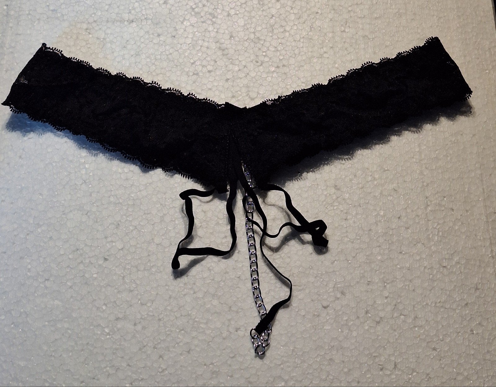 Sexy nieuwe zwarte "open kruis" string maat M-L, Verzenden, Zwart, String