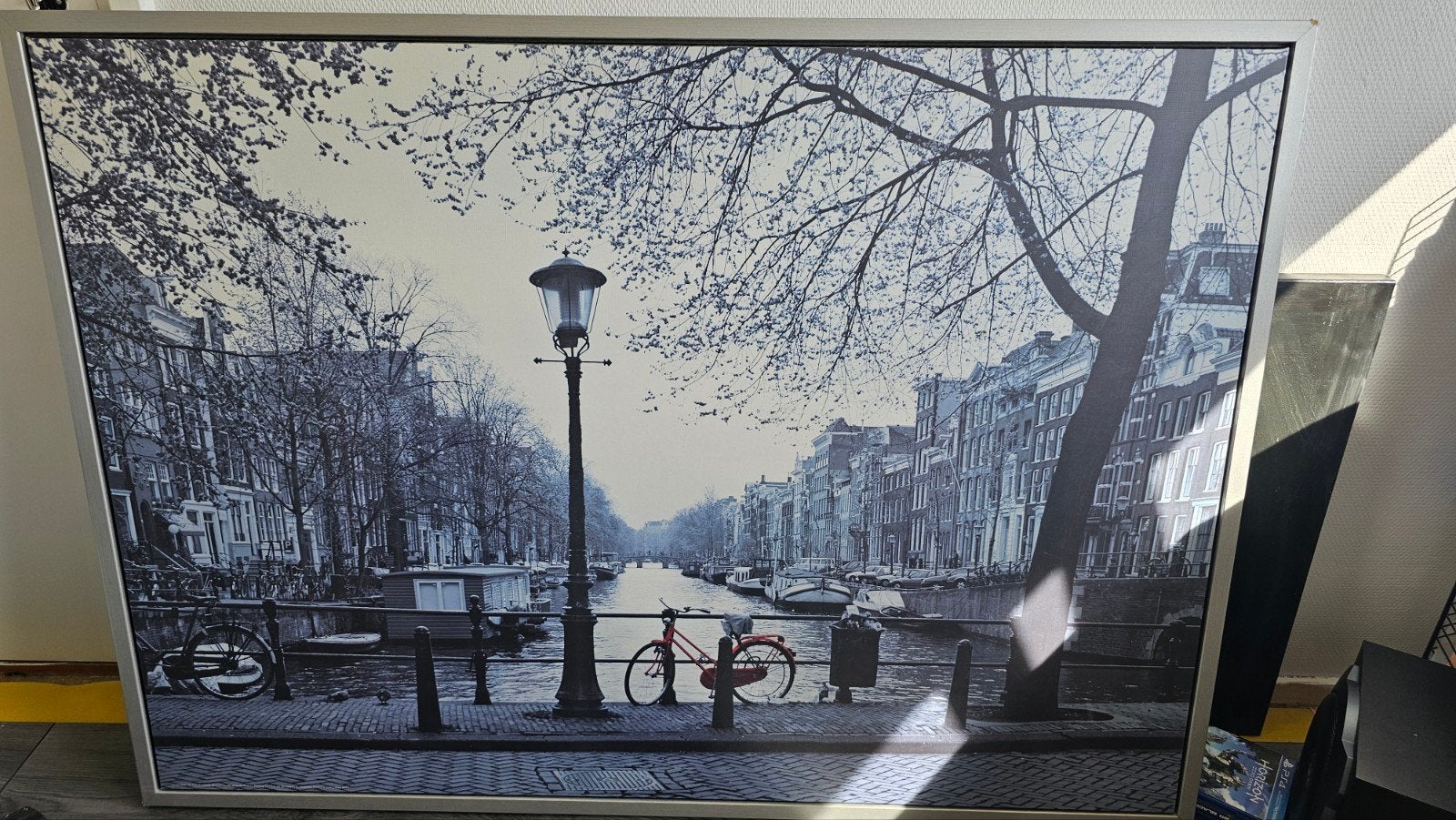 Grote canvas print Amsterdam gracht 140x100cm, Ophalen, Gebruikt, 125 cm of meer, Print