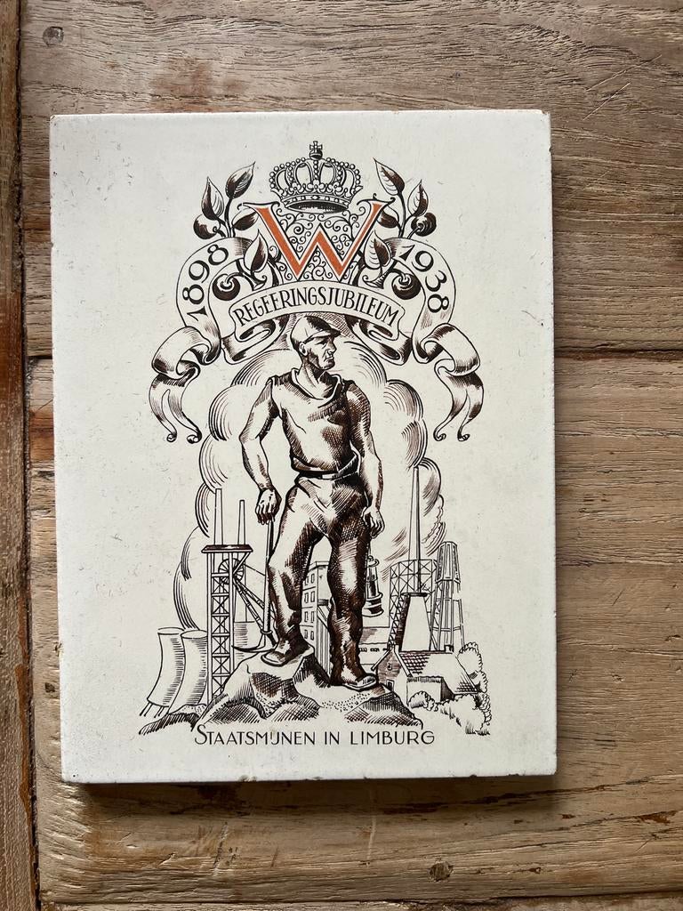 Regeringsjubileum Wilhelmina 1898-1938 Staatsmunten Limburg, Antiek en Kunst, Antiek | Wandborden en Tegels, Ophalen of Verzenden