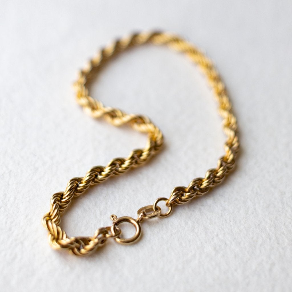 Vintage 9 Karaat Gouden Rope Chain Armband Gedraaide schakel, Sieraden, Tassen en Uiterlijk, Ophalen of Verzenden, Zo goed als nieuw