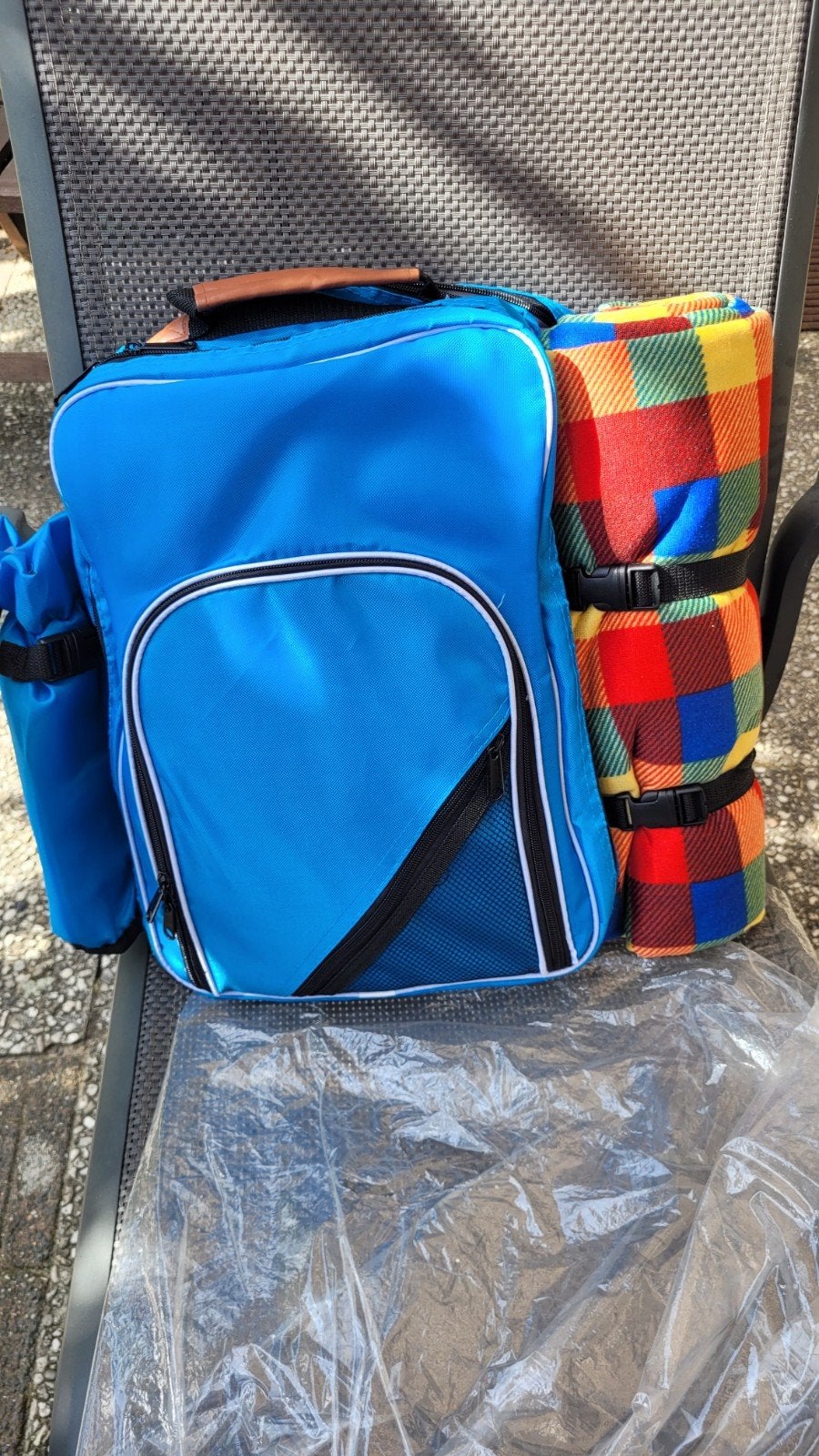 Picknick rugzak met plaid, 4 pers. kopjes borden en bestek, Ophalen of Verzenden, Nieuw