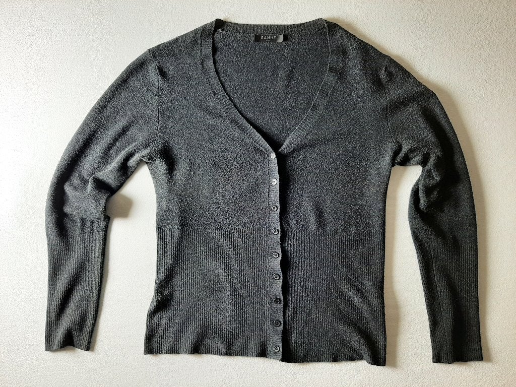antraciet grijs sanhe vest cardigan (m), Maat 38/40 (M), Verzenden, Zo goed als nieuw, Grijs