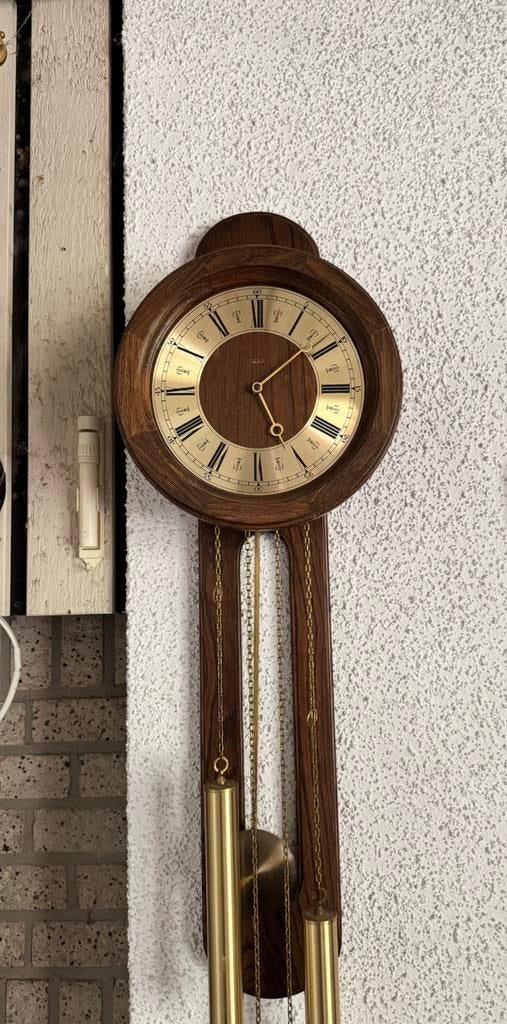 Vintage Jeka wandklok met slinger en gewichten, Ophalen of Verzenden