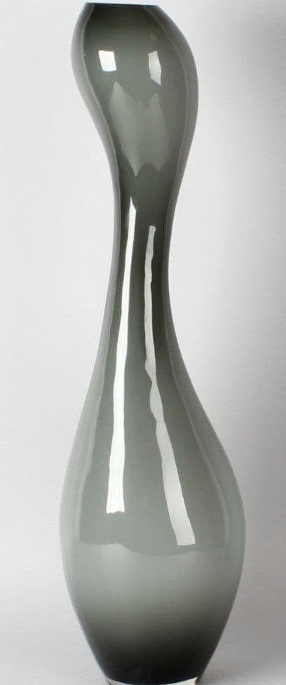 Design grijze glazen vaas, Ophalen, Met patroon/structuur, Grijs, 60 cm