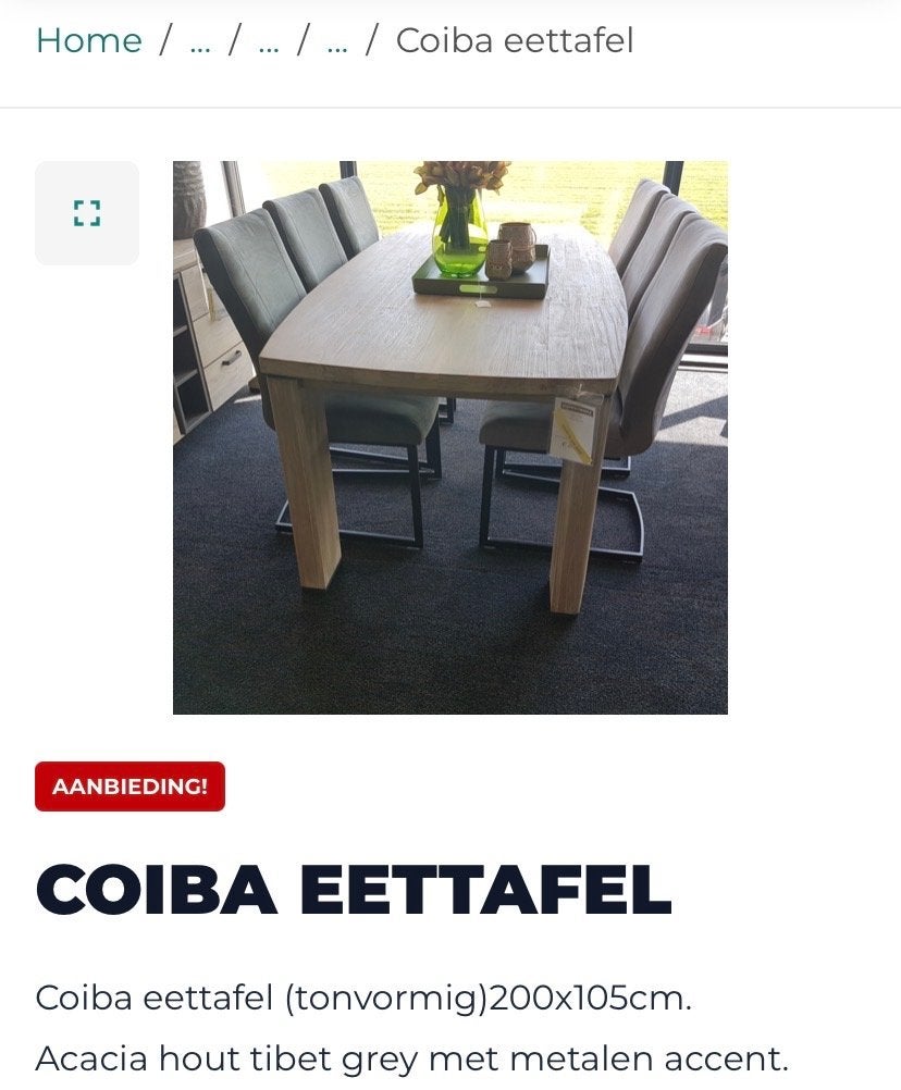 Henders en Hazel Coiba Eetkamertafel - 200x105 cm, Huis en Inrichting, Ophalen, Gebruikt, 100 tot 150 cm, Vijf personen of meer