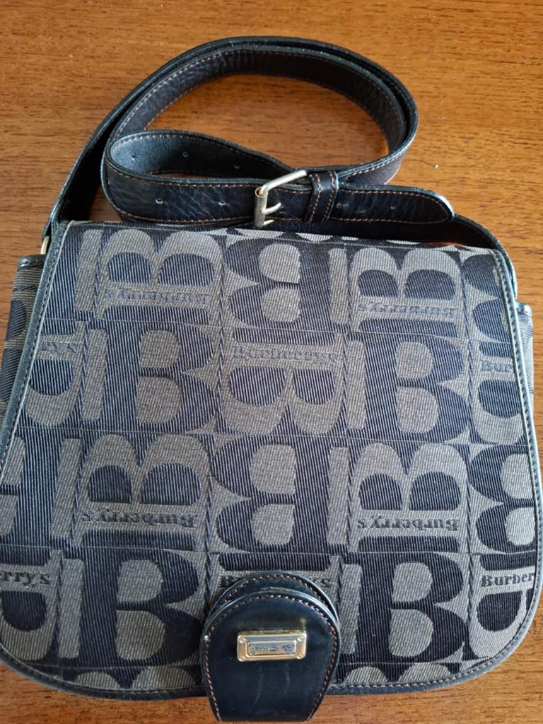 Burberry's Jacquard Canvassen Leren Crossbody Tas, Overige merken, Gebruikt, Bruin, Ophalen of Verzenden