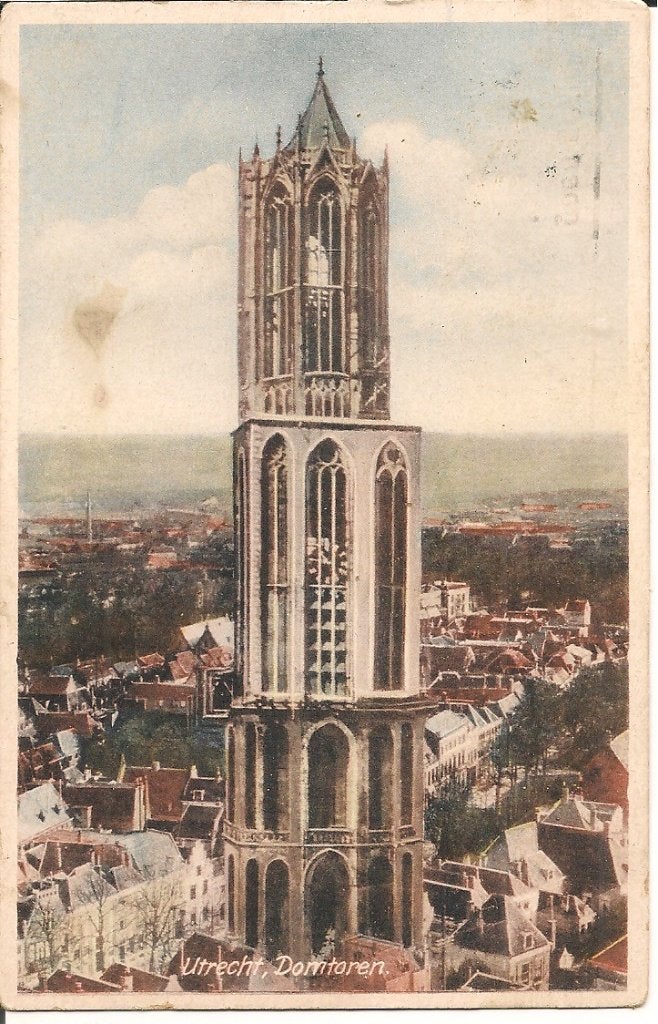 Oude ansichtkaart Domtoren Utrecht (1920-1940), Ophalen of Verzenden, 1920 tot 1940, Gelopen, Utrecht