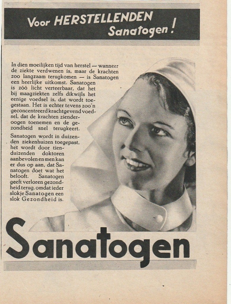 retro reclame 1951 Sanatogen zuster verpleegkundige, Verzamelen, Verzenden, Overige typen