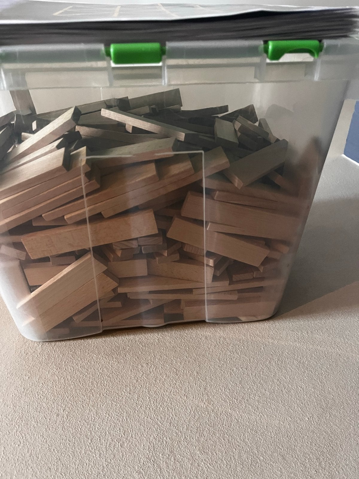 Houten bouwblokjes in opbergbox - Kapla-stijl, Ophalen, Gebruikt, Overige merken