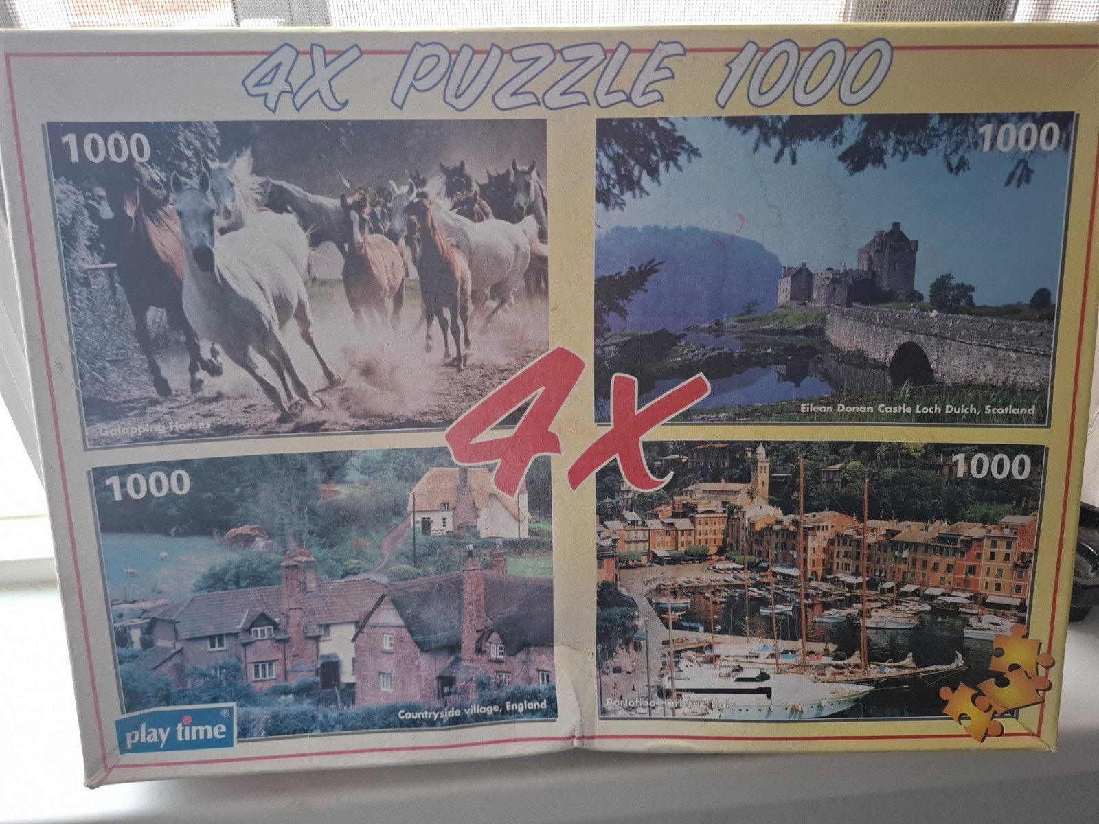 Nw 4 in 1 paardenpuzzel a 1000 stukjes per puzzel, Ophalen of Verzenden, 500 t/m 1500 stukjes, Nieuw, Legpuzzel