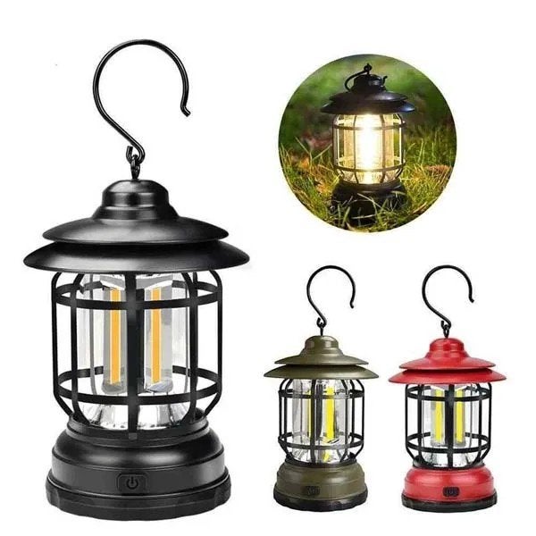 Vintage Campinglamp - Oplaadbaar & Dimbaar LED Lantaarn, Ophalen of Verzenden