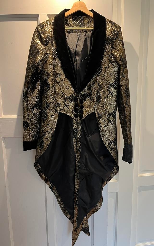 Verkleedfeest: goudkleurige Jacquard Rokjas - Maat L, Kleding | Heren, Ophalen, Maat 52/54 (L), Kleding, Overige thema's