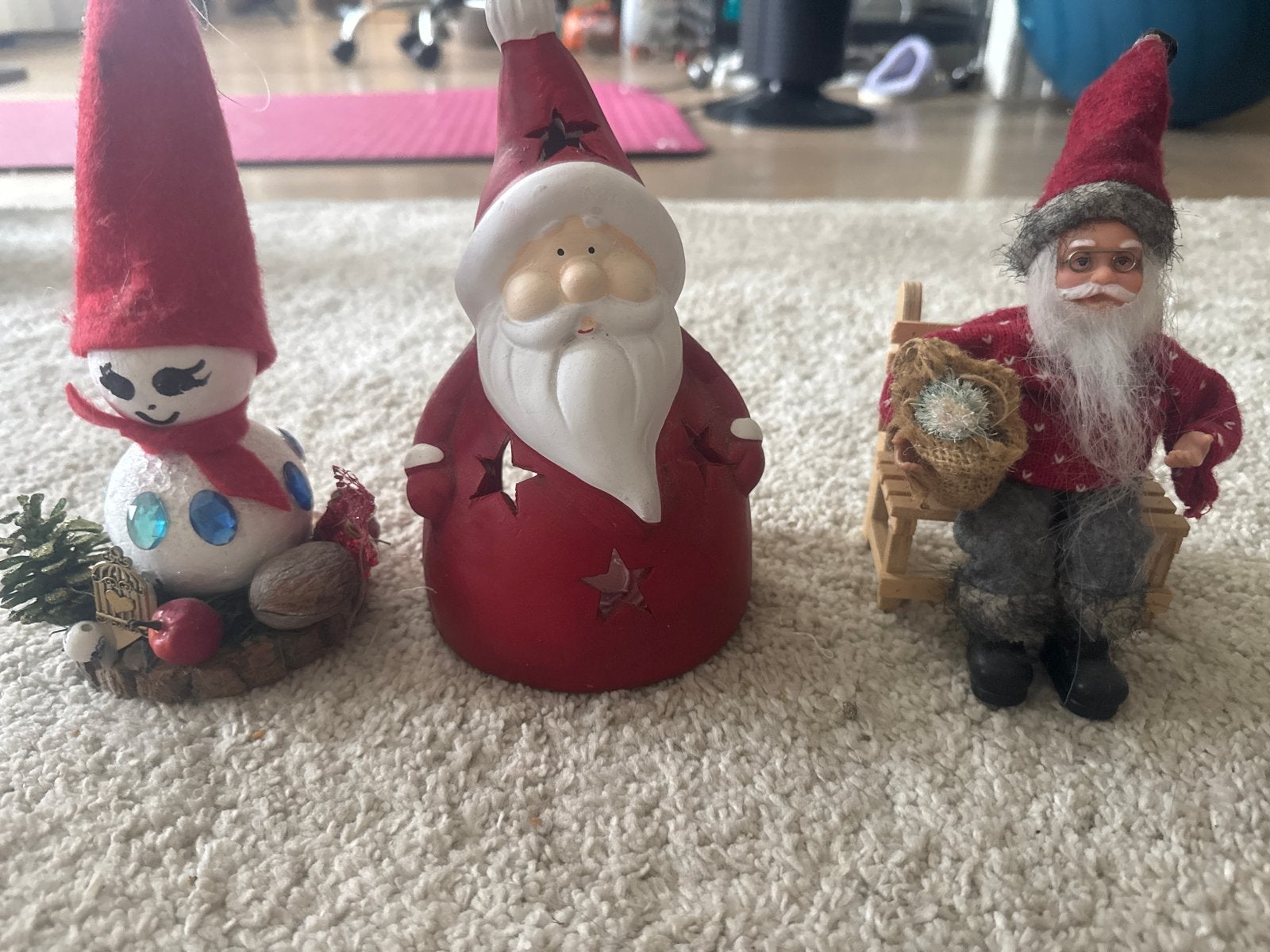 3 santa claus figuren, Ophalen of Verzenden, Gebruikt
