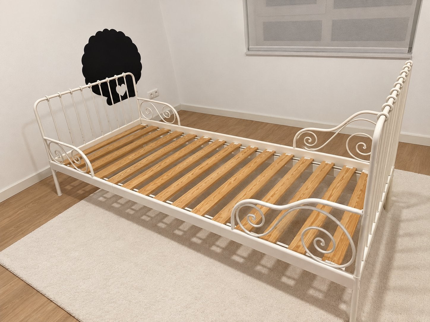 Ikea minnen Wit metalen eenpersoonsbed 80x200, 90 cm, Eenpersoons, Wit, Ophalen of Verzenden