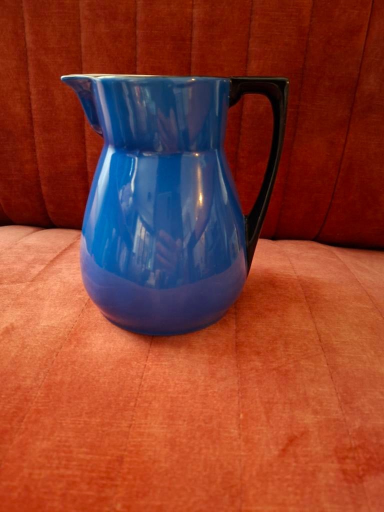 Blauwe melkkan met zwart handvat ZPF, Ophalen of Verzenden