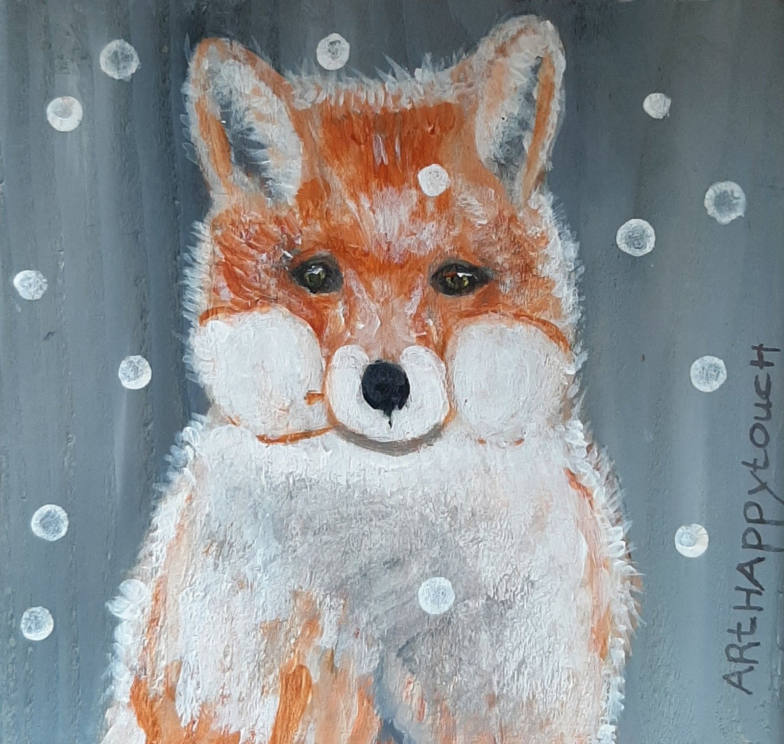 Schilderijtje Vos op hout in acryl, Ophalen of Verzenden