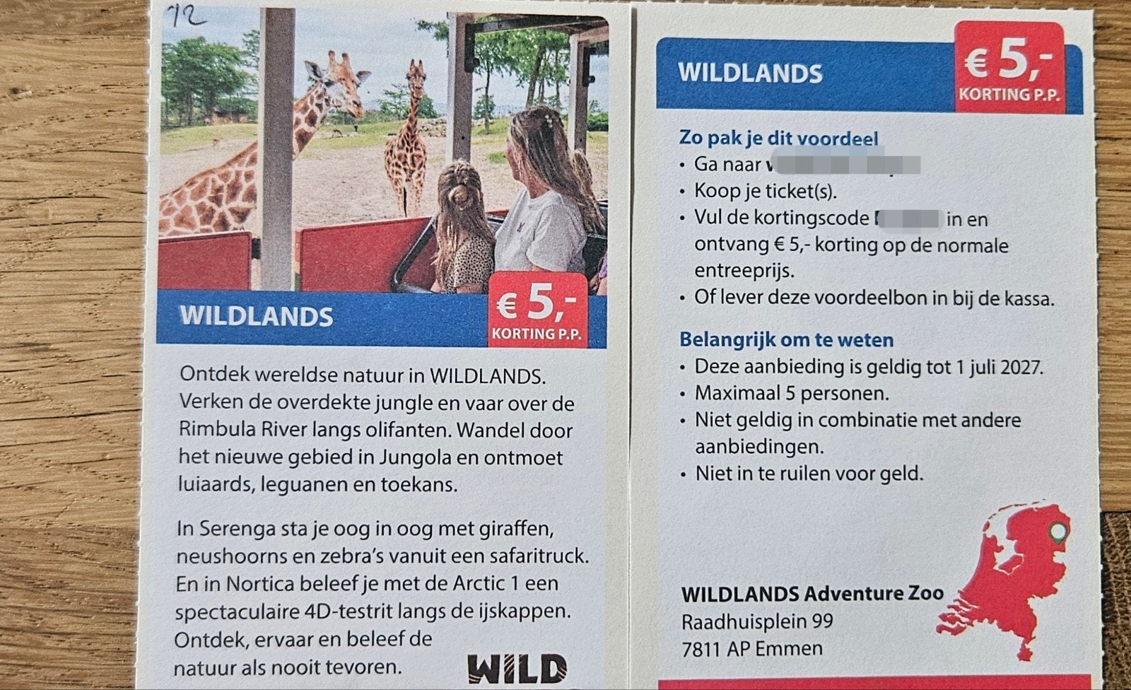 WILDLANDS Adventure Zoo Emmen. €5,- korting pp.